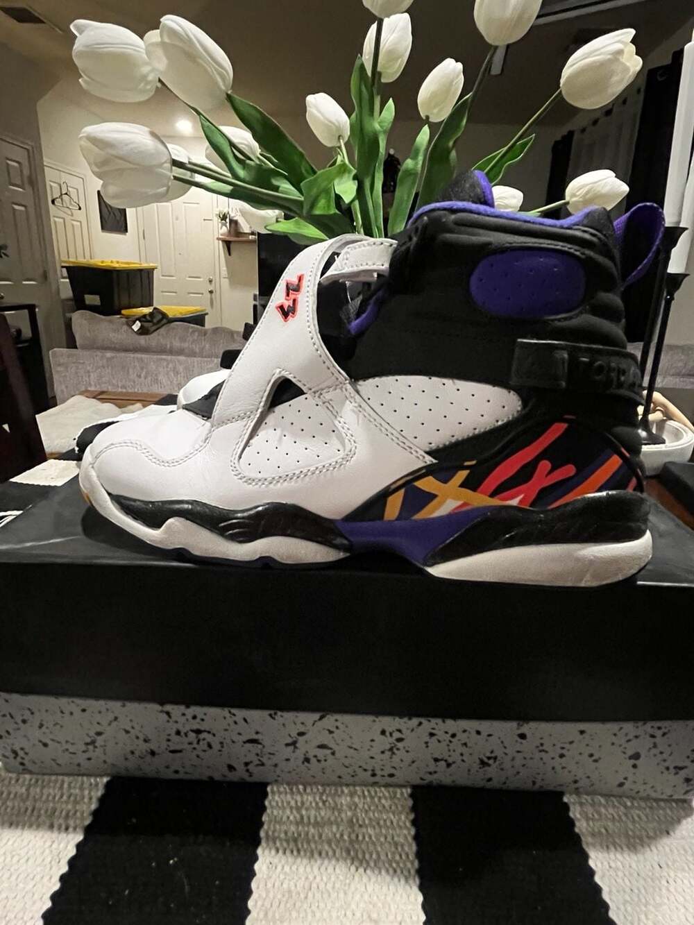 Nike Air Jordan 8 Retro Three-Peat 305368-142 White Black Concord Infrared 6.5Y